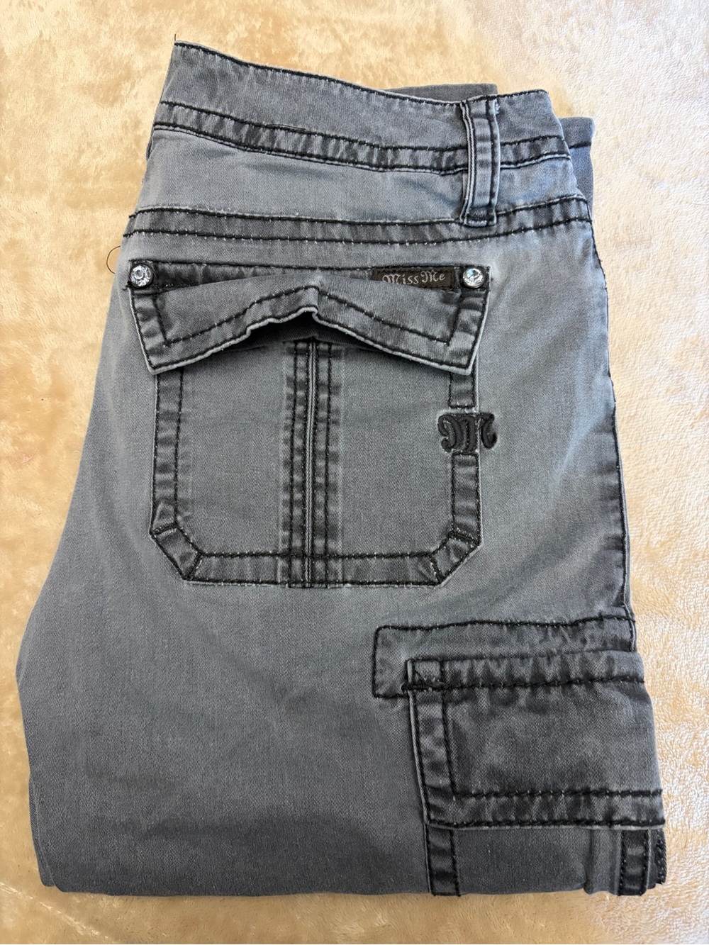 Miss Me Charcoal Gray Cargo Pants